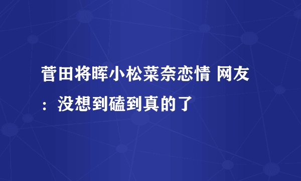 菅田将晖小松菜奈恋情 网友：没想到磕到真的了