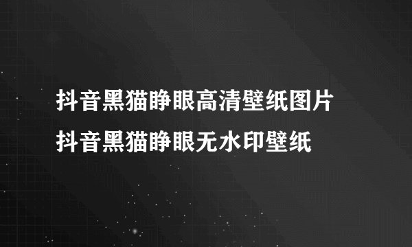 抖音黑猫睁眼高清壁纸图片 抖音黑猫睁眼无水印壁纸