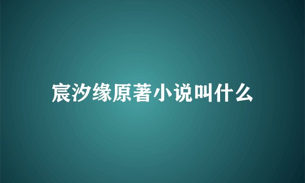 宸汐缘原著小说叫什么