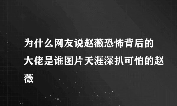 为什么网友说赵薇恐怖背后的大佬是谁图片天涯深扒可怕的赵薇
