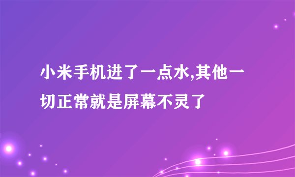 小米手机进了一点水,其他一切正常就是屏幕不灵了