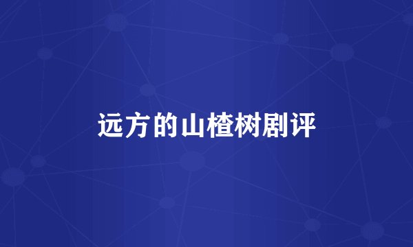 远方的山楂树剧评