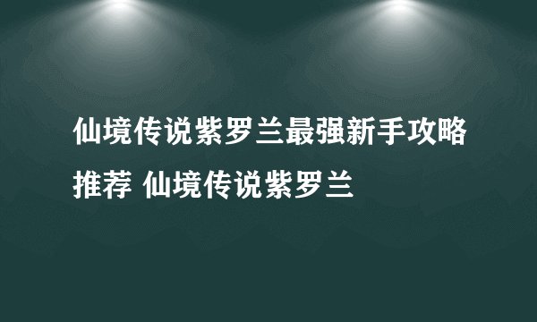 仙境传说紫罗兰最强新手攻略推荐 仙境传说紫罗兰