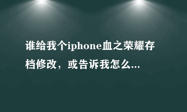 谁给我个iphone血之荣耀存档修改，或告诉我怎么修改？谢谢