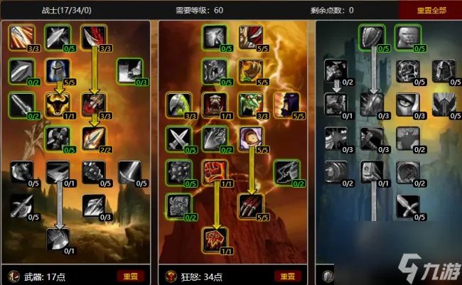 魔兽世界战士天赋加点推荐 魔兽战士最佳天赋方案top3