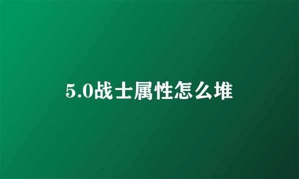 5.0战士属性怎么堆