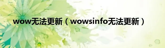 wow无法更新（wowsinfo无法更新）
