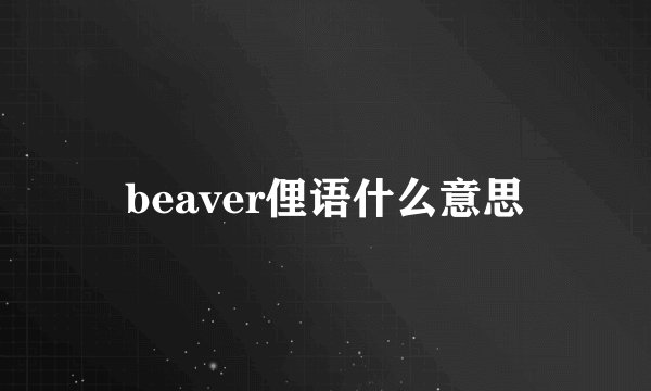 beaver俚语什么意思