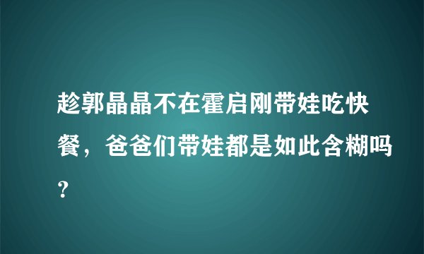 趁郭晶晶不在霍启刚带娃吃快餐，爸爸们带娃都是如此含糊吗？