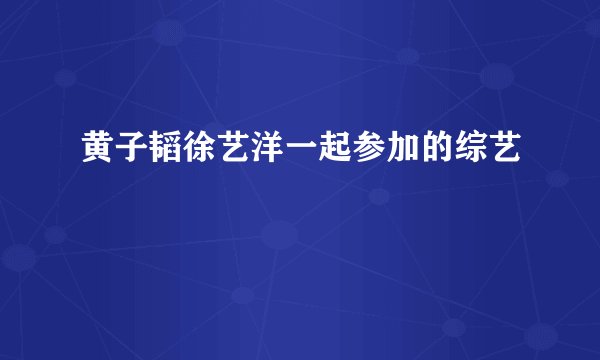 黄子韬徐艺洋一起参加的综艺