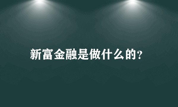 新富金融是做什么的？
