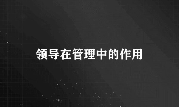 领导在管理中的作用