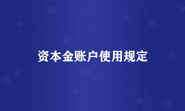 资本金账户使用规定