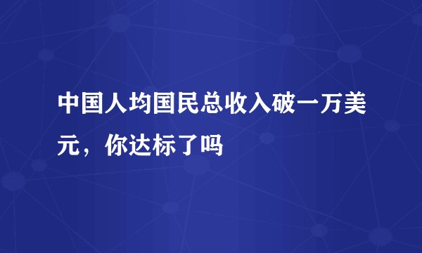 中国人均国民总收入破一万美元，你达标了吗