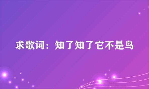 求歌词：知了知了它不是鸟