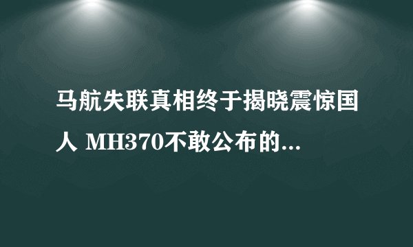马航失联真相终于揭晓震惊国人 MH370不敢公布的真实原因