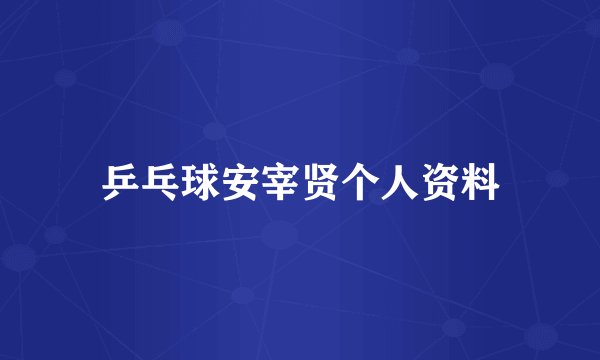 乒乓球安宰贤个人资料