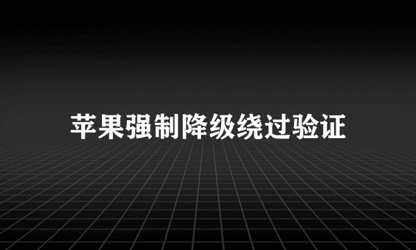 苹果强制降级绕过验证