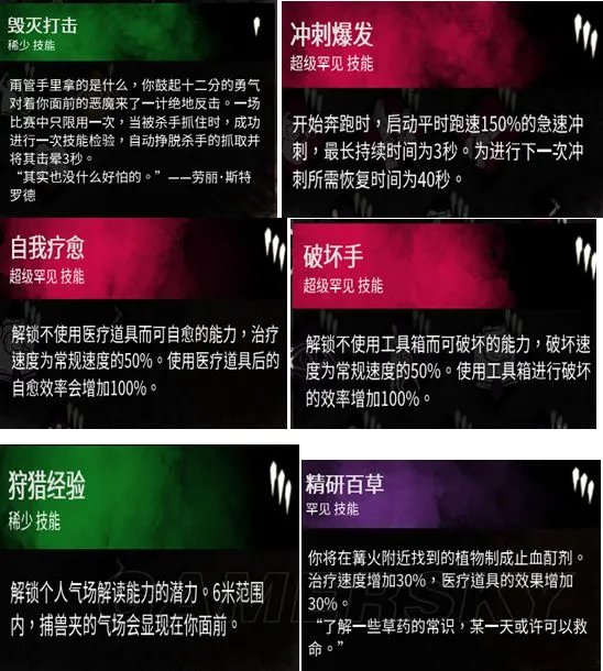 《黎明杀机》技能详解及强度分级 什么技能好用