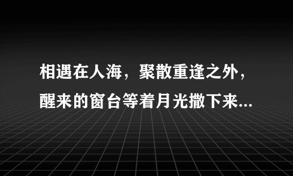 相遇在人海，聚散重逢之外，醒来的窗台等着月光撒下来。。。什么歌的歌词啊