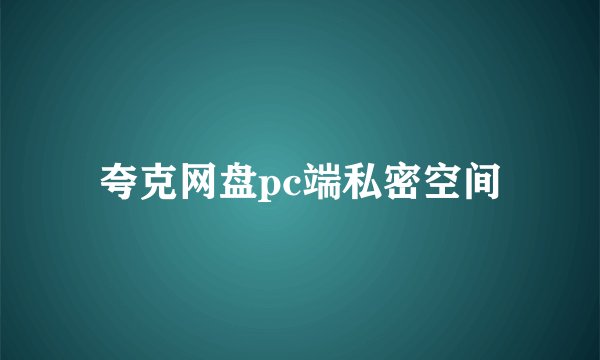 夸克网盘pc端私密空间