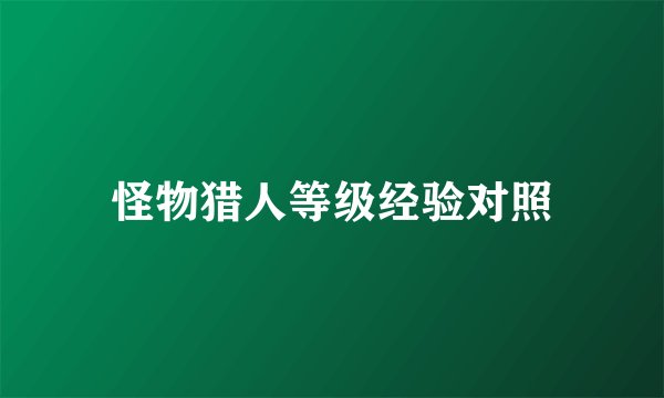 怪物猎人等级经验对照
