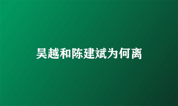 吴越和陈建斌为何离