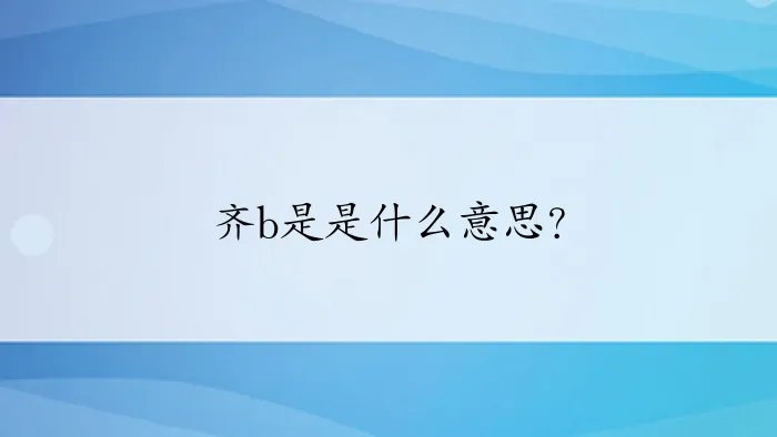 齐b是是什么意思？