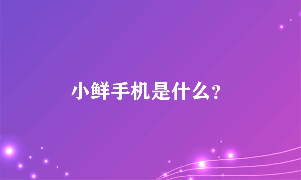 小鲜手机是什么？