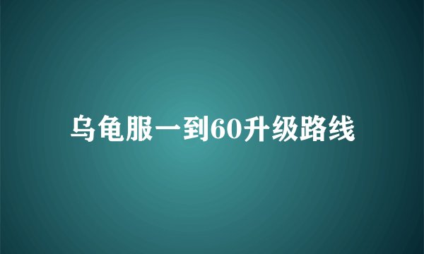 乌龟服一到60升级路线
