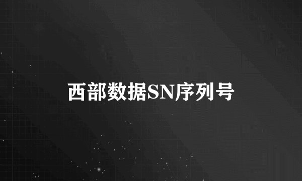 西部数据SN序列号