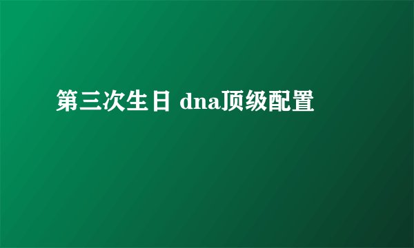第三次生日 dna顶级配置