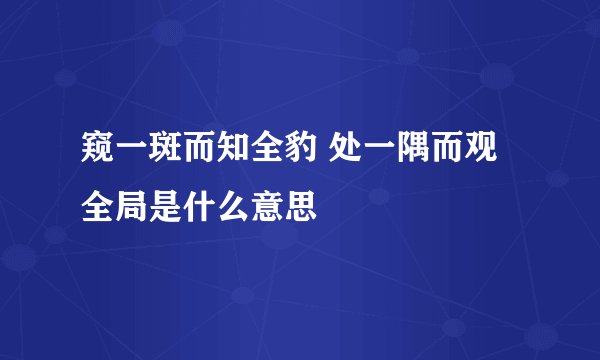 窥一斑而知全豹 处一隅而观全局是什么意思