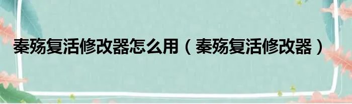 秦殇复活修改器怎么用（秦殇复活修改器）