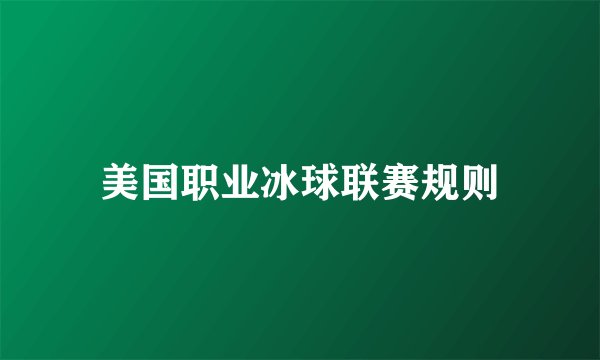美国职业冰球联赛规则