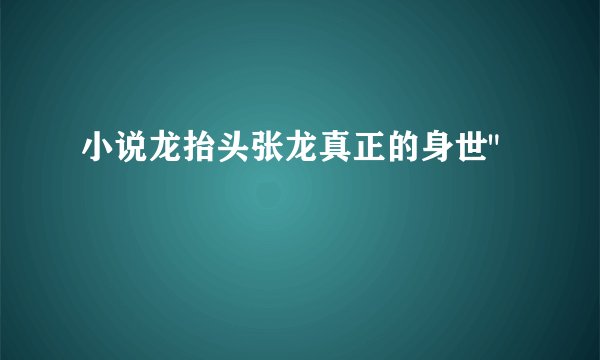 小说龙抬头张龙真正的身世