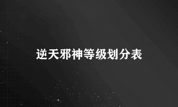 逆天邪神等级划分表