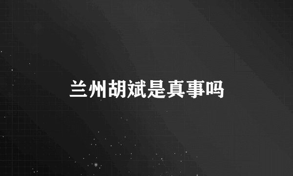 兰州胡斌是真事吗