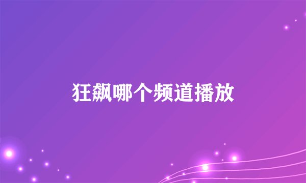 狂飙哪个频道播放