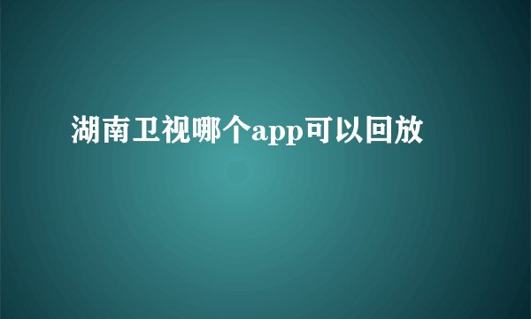 湖南卫视哪个app可以回放