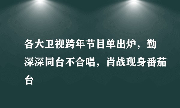 各大卫视跨年节目单出炉，勤深深同台不合唱，肖战现身番茄台