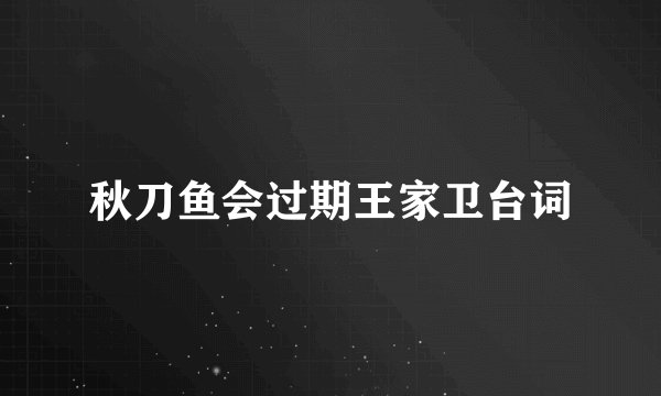 秋刀鱼会过期王家卫台词