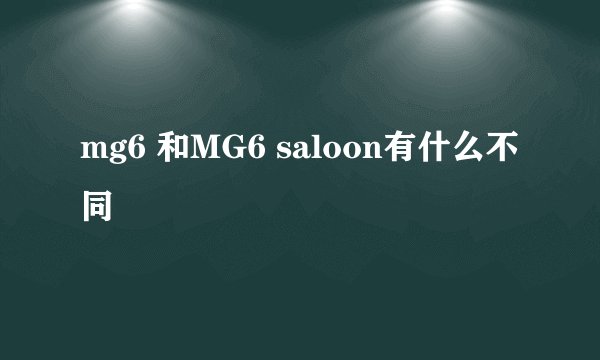 mg6 和MG6 saloon有什么不同