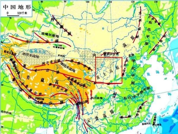 中国山脉地形图高清版