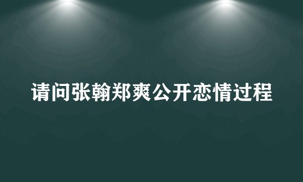 请问张翰郑爽公开恋情过程