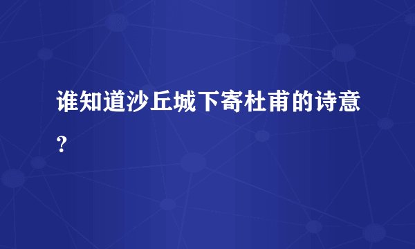 谁知道沙丘城下寄杜甫的诗意？