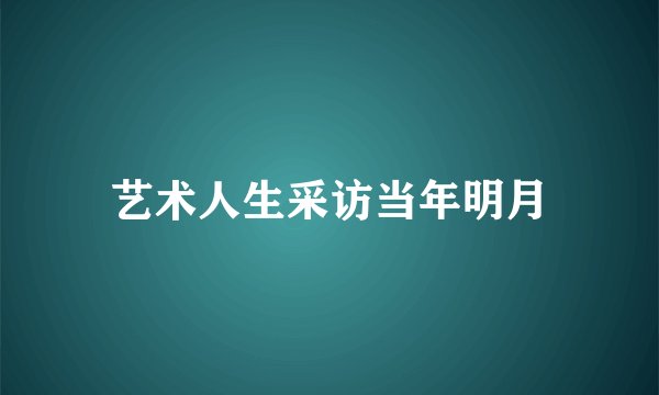 艺术人生采访当年明月