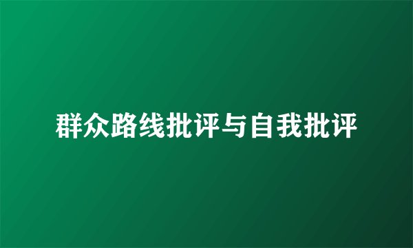 群众路线批评与自我批评