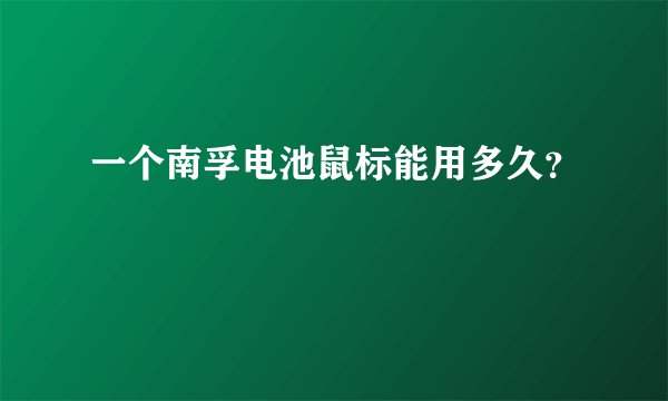 一个南孚电池鼠标能用多久？