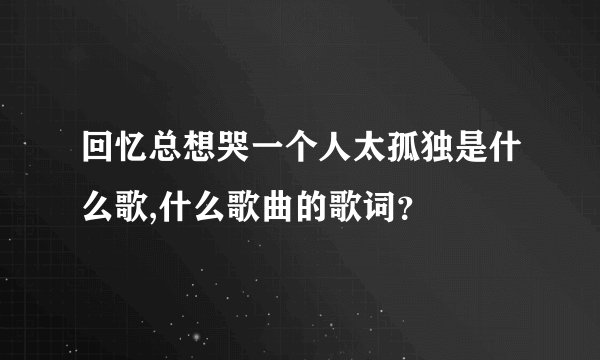 回忆总想哭一个人太孤独是什么歌,什么歌曲的歌词？